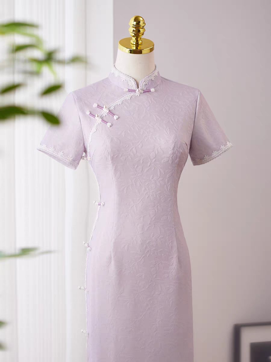 The Leona Lilac Cheongsam Gown