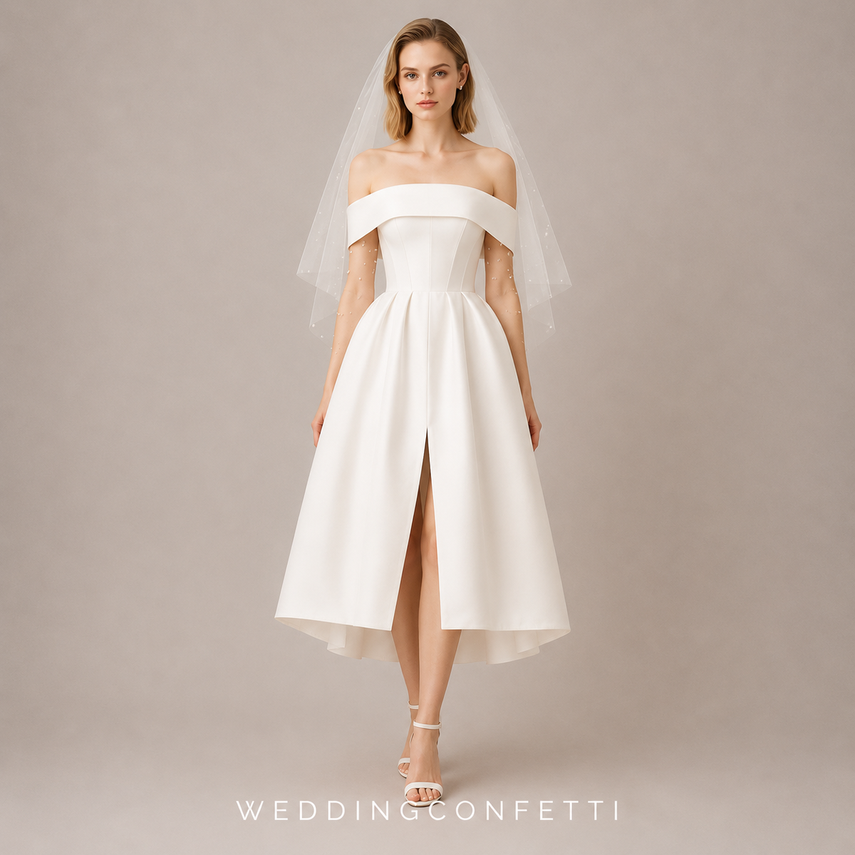 The Luella Wedding Bridal Off Shoulder White Dress