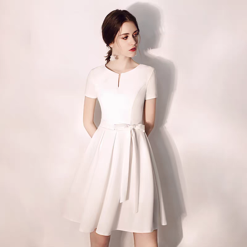 The Rishella White Short Sleeve Dress