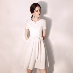 The Rishella White Short Sleeve Dress