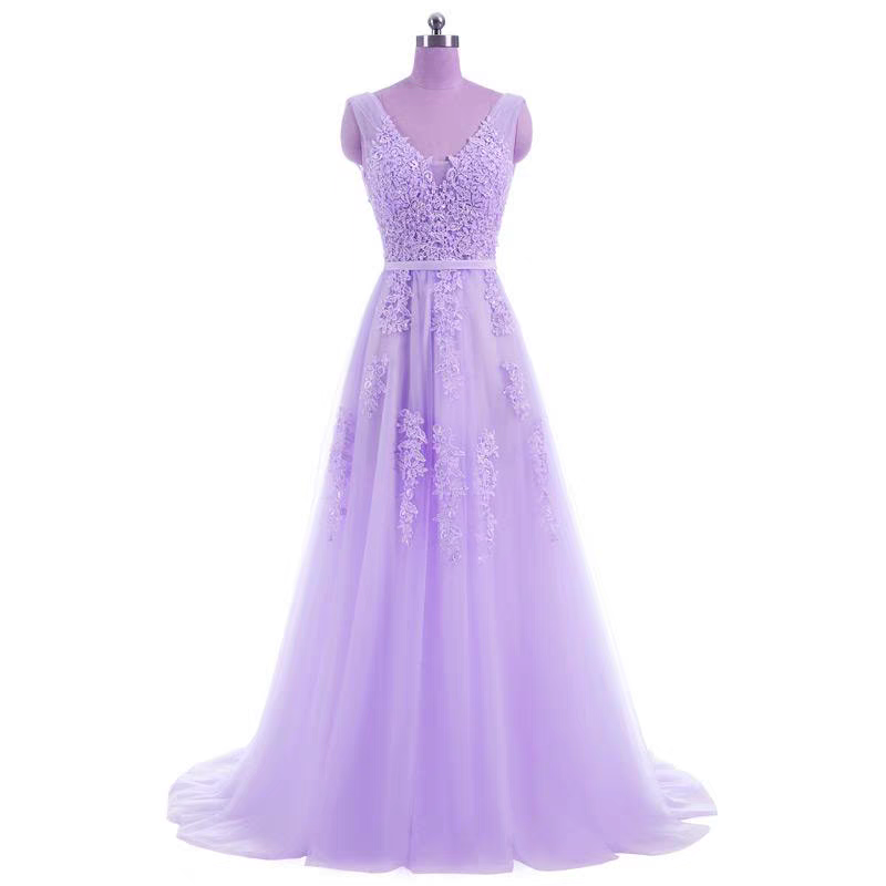 The Pierina Tulle Sleeveless Pink / Grey / Red Lace Floral Gown (Customisation Available)