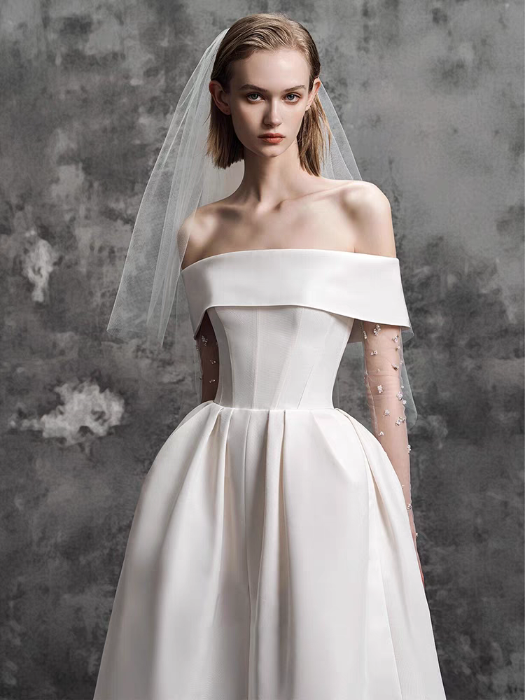 The Luella Wedding Bridal Off Shoulder White Dress