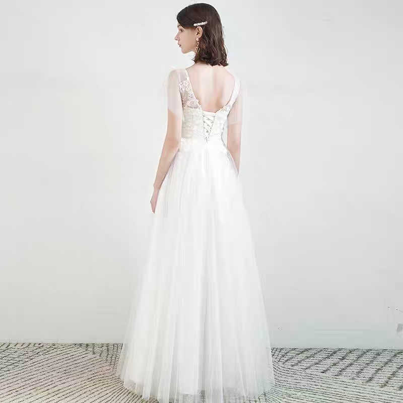 The Eridine Wedding Bridal Tulle Sleeves Gown