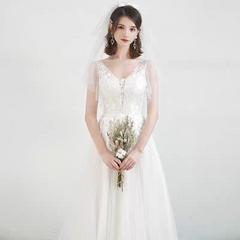 The Eridine Wedding Bridal Tulle Sleeves Gown