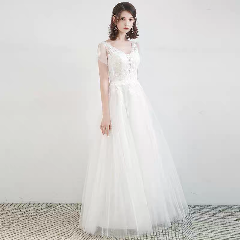 The Eridine Wedding Bridal Tulle Sleeves Gown