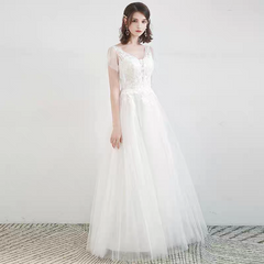 The Eridine Wedding Bridal Tulle Sleeves Gown