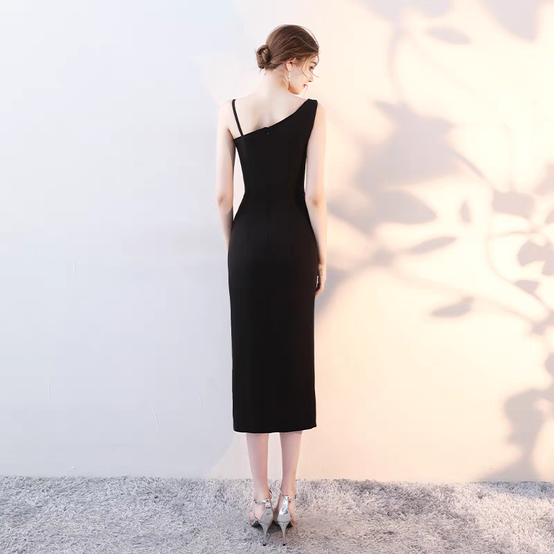The Casey Black Midi Toga Dress