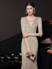 The Tiffin Champagne Long Sleeves Mermaid Gown