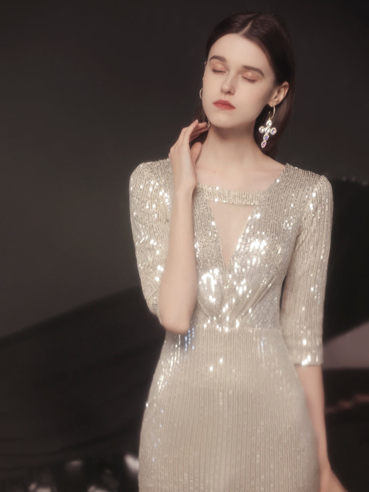 The Tiffin Champagne Long Sleeves Mermaid Gown