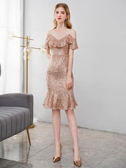 The Rachel Off Shoulder Champagne Gold Gown