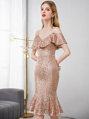 The Rachel Off Shoulder Champagne Gold Gown