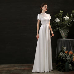 The Megan Wedding Bridal Short Sleeves Satin Gown