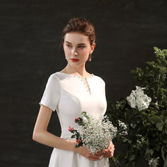 The Ristelle Wedding Bridal White Short Sleeve Dress