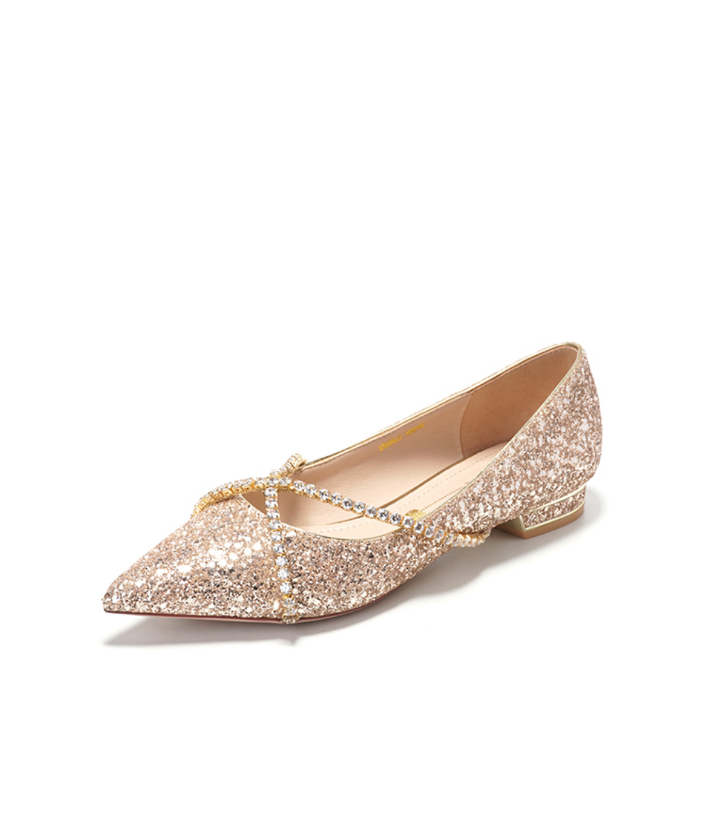 The Hanny Wedding Bridal Champagne Gold Ombre Flats