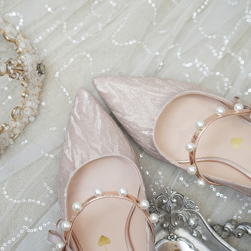 The Hiryu Wedding Bridal Champagne Gold/Silver Heels (Available in 3 Heights)