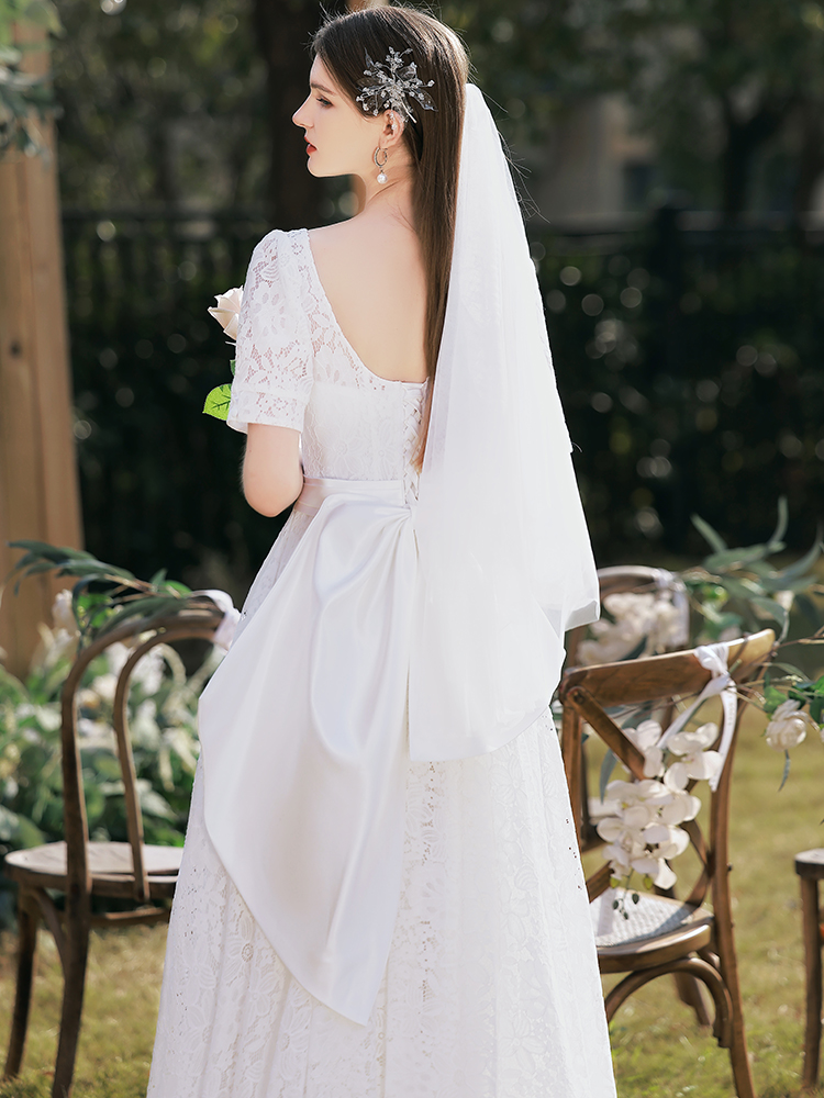 The Veralyn Wedding Bridal Short Sleeves Gown
