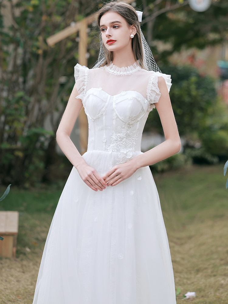 The Renelle Wedding Bridal Ruffled Sleeves Gown