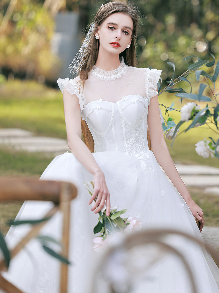 The Renelle Wedding Bridal Ruffled Sleeves Gown