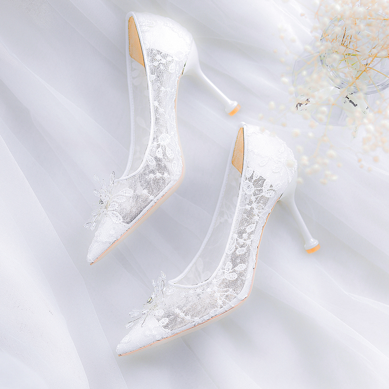 The Leily Grey Lace Heels