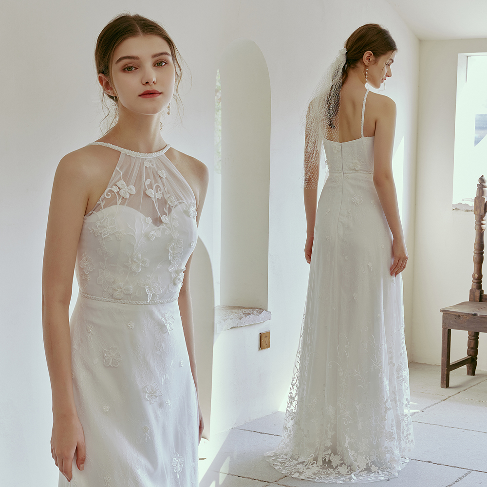 The Lorena Wedding Bridal Halter Gown