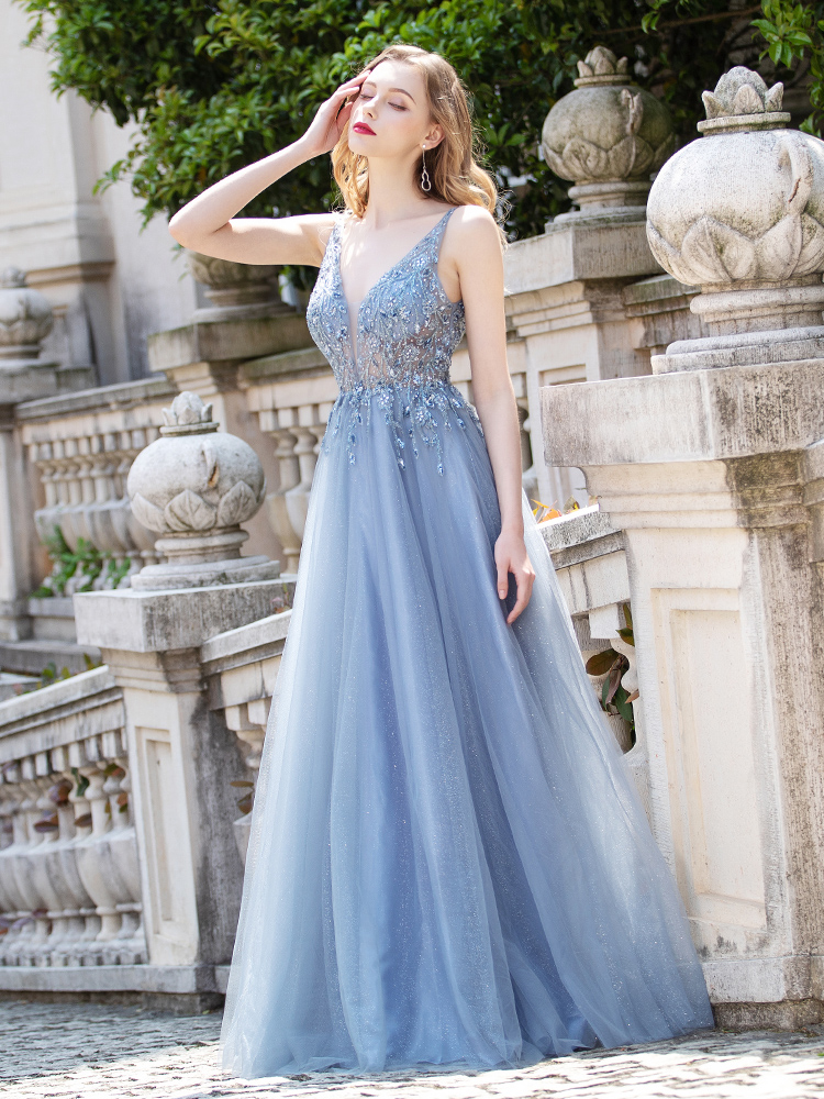 The Pennylia Blue Sequined Sleeveless Gown (Available in 2 Colours)