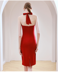 The Lerine Red Halter Dress