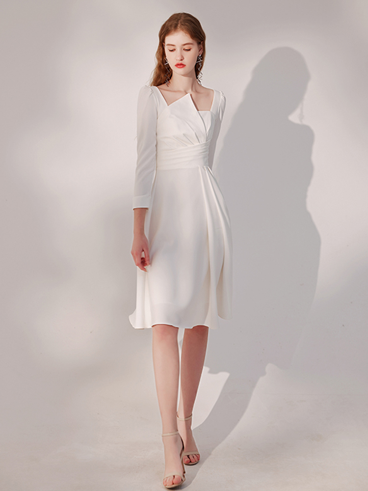 The Ava Off White Sleeve Structured Dress (Available in 2 Designs)