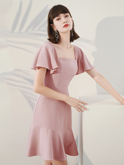 The Renee Pink Flare Sleeves Dress