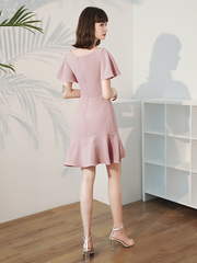 The Renee Pink Flare Sleeves Dress