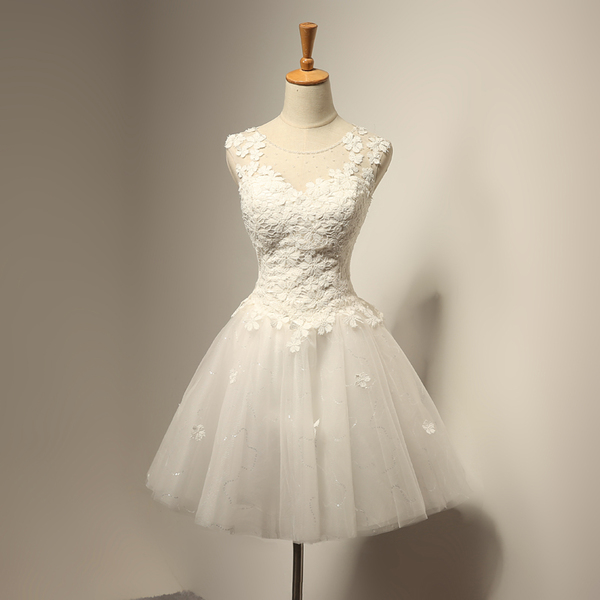 The Teselly  White Sleeveless Short Tulle Dress